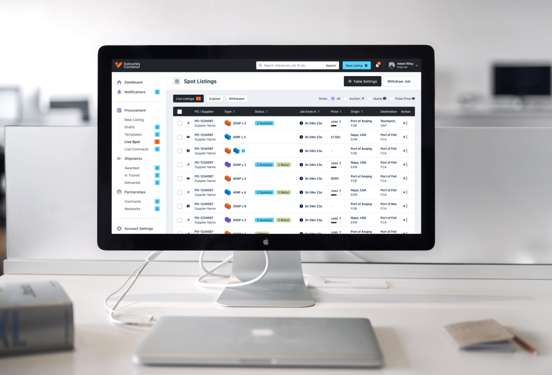 Deliver My Container – Marketplace Listing Interface