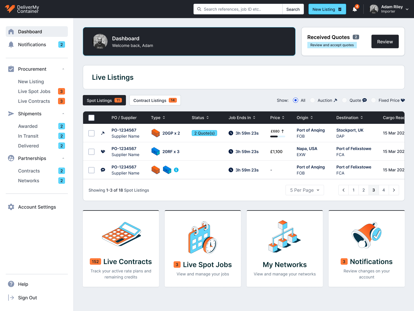 Design of DMC admin screen